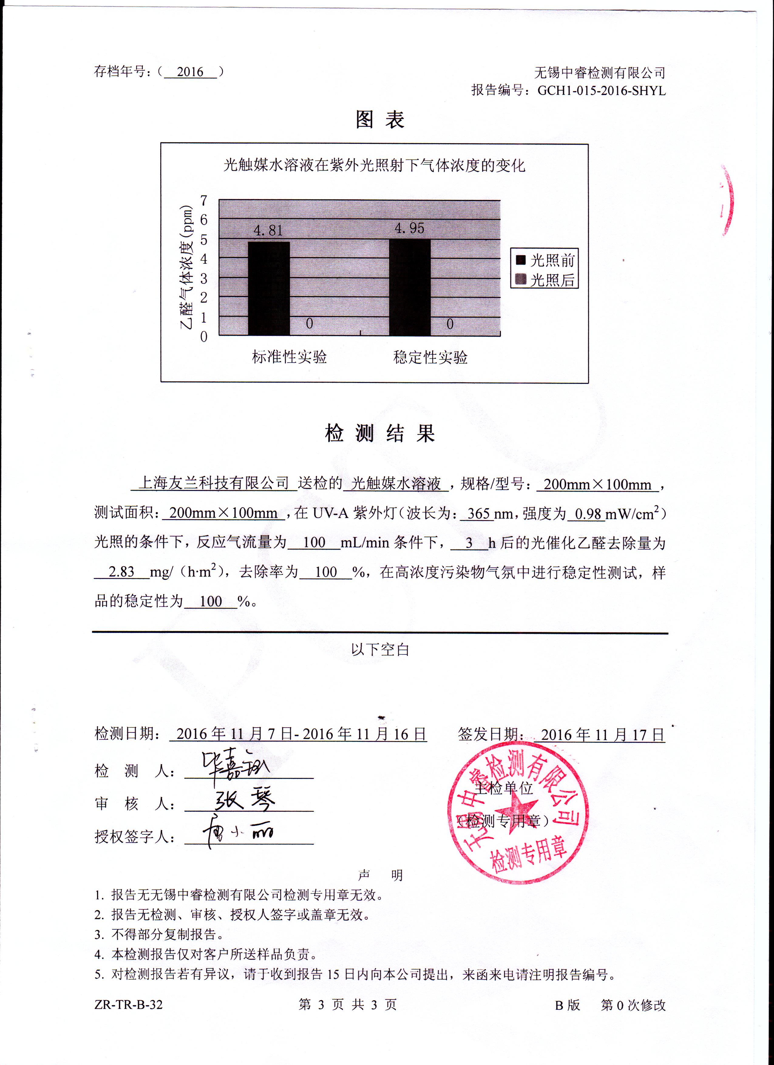 去除率-稳定性检测报告